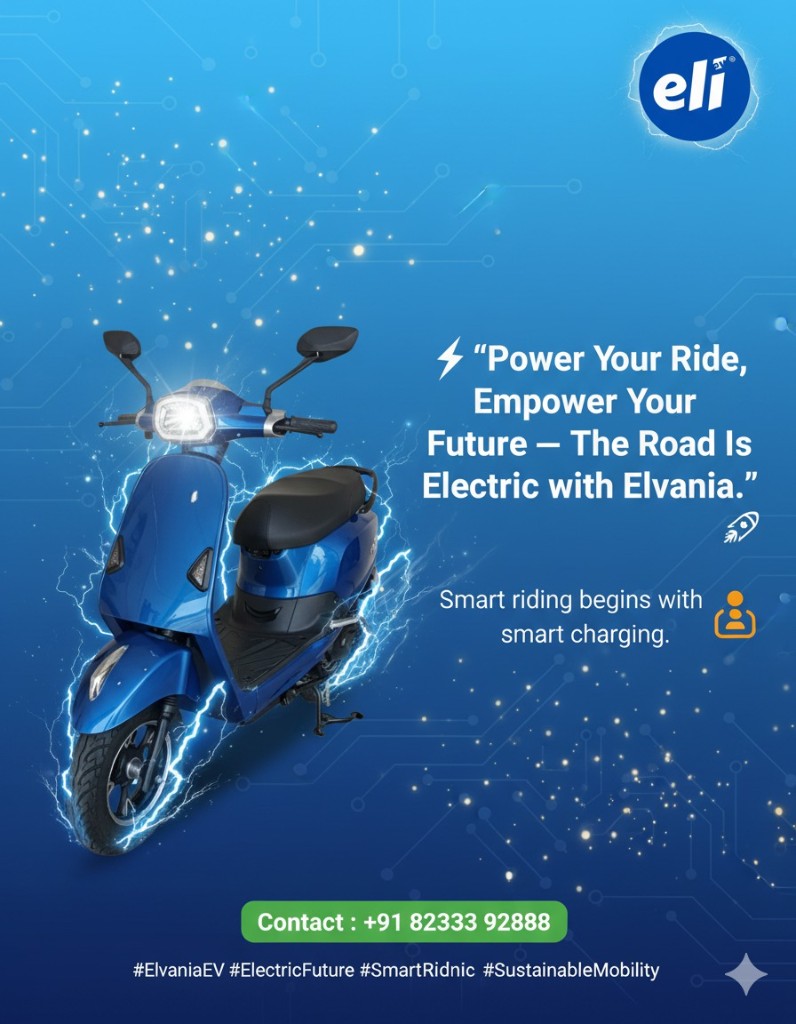 Rear profile of premium EV scooter at night